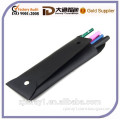 Black Simple Plain PU Leather Pen Pencil Case